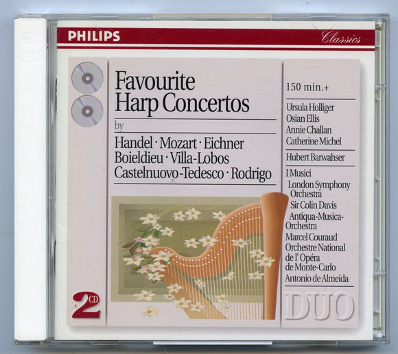 Favorite Harp Concertos, by Handel, Mozart, Eichner, Boieldieu, Villa-Lobos, Castelnuovo, Tedesco, Rodrigo [CD]