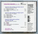 Brahms Sonatas for Cello & Piano, by Yo-Yo Ma and Emanuel Ax [CD]