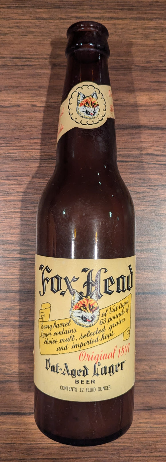 Fox Head Vat-Aged Lager Beer Bottle from Fox Head Brewing in Waukesha, WI