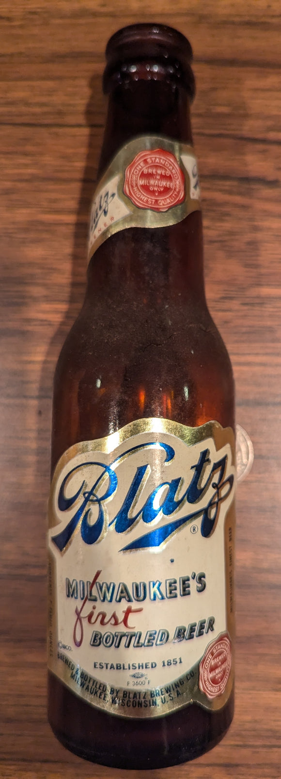 Blatz Beer Bottle from the Blatz Brewing Company, Milwaukee, WI