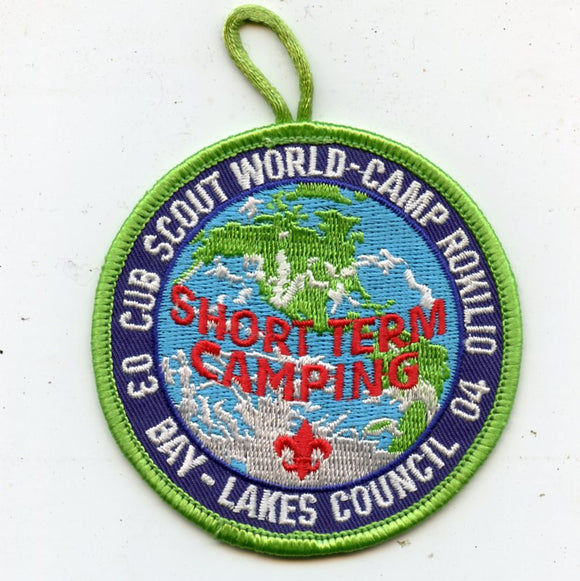 Cub Scout World-Camp Rokilio, Bay-Lakes Council 03-04, Short Term Camping [Patch]