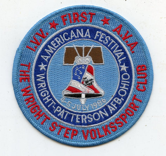 I.V.V. * First * A.V.A., Americana Festival, Wright-Patterson AFB, Ohio, The Wright Step Volkssport Club, 4-5 July, 1986 [Patch]