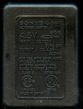 Sony AC Adapter, AC-E454B [Electronics]
