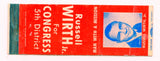 Russell Wirth Jr. for Congress 5th District, Milwaukee, WI [Matchbook Cover]