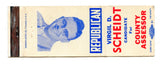 Virgil D. Scheidt for County Assessor, Columbus, IN [Matchbook Cover]