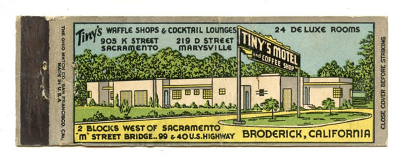 Tiny's Motel, Broderick, CA [Matchbook Cover]