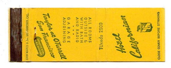 Californian Hotel, San Francisco, CA [Matchbook Cover]