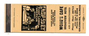 Wong's Cafe, Broadview Hotel, Galesburg, IL Matchbook Cover