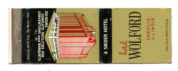 Wolford Hotel, Danville, IL Matchbook Cover