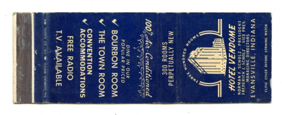 Vendome Hotel, Evansville, IN [Matchbook Cover]