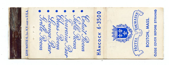 Touraine Hotel, Boston, MA [Matchbook Cover]