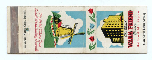 Warm Friend Hotel and Tavern, Holland, MI [Matchbook Cover]