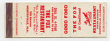 Fox Restaurant, Huntsville, AL [Matchbook Cover]