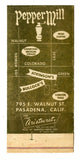 Pepper Mill, Pasadena, CA [Matchbook Cover]