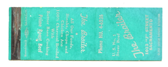 Broiler Restaurant, Sacramento, CA [Matchbook Cover]