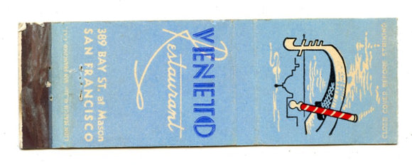 Veneto Restaurant, San Francisco, CA [Matchbook Cover]