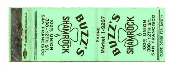 Buzz's Shamrock, San Francisco, CA [Matchbook Cover]