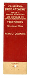 California Brick Kitchens [Matchbook Cover]