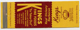 Kings Drive In Restaurants, Redwood City and San Bruno, CA [Matchbook Cover]