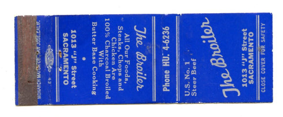 Broiler Restaurant, Sacramento, CA [Matchbook Cover]
