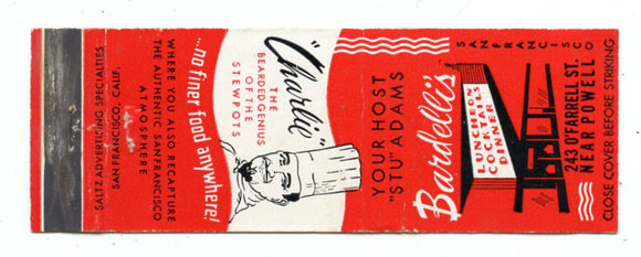 Bardelli's Restaurant, San Francisco, CA [Matchbook Cover]