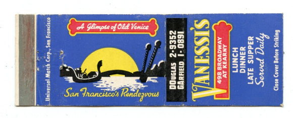 Vanessi's Restaurant, San Francisco, CA [Matchbook Cover]