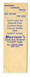 Burean's Restaurant, Miami Beach, FL Matchbook Cover