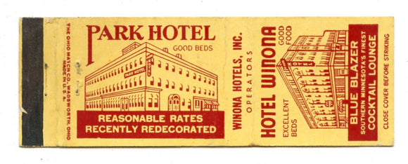 Winona Hotel, Winona, MN Matchbook Cover