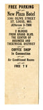Plaza Hotel, St. Louis, MO  Matchbook Cover