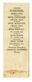 Under Schimmel Direction Hotels Matchbook Cover