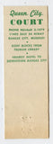 Queen City Court, Kansas City, MO Matchbook Cover