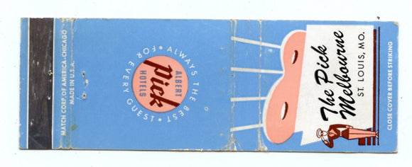 Pick Melbourne, St. Louis, MO Matchbook Cover
