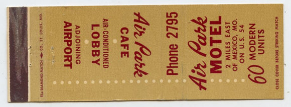 Air Park Motel, Mexico, MO Matchbook Cover