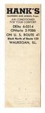 Hank's Fine Food, Waukegan, IL Matchbook Cover