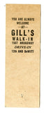 Gill's Drive-In, Mattoon, IL Matchbook Cover