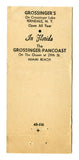 Grossinger's Hotels Matchbook Cover