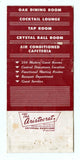 Touraine Hotel, Buffalo, NY Matchbook Cover