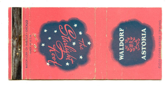 Waldorf-Astoria Hotel, New York, NY Matchbook Cover