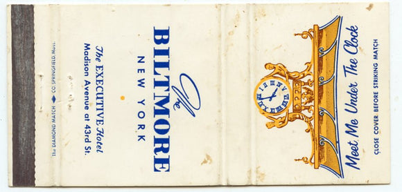 Biltmore Hotel, New York, NY Matchbook Cover