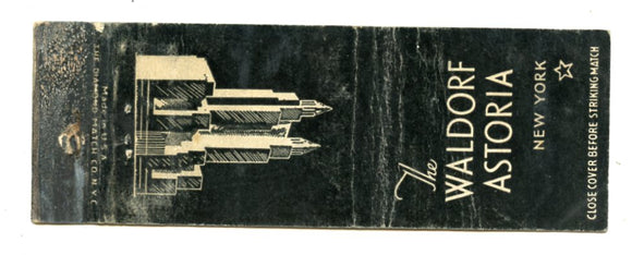 Waldorf Astoria, New York, NY Matchbook Cover