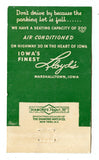 Lloyd's Restaurant, Marshalltown, IA Matchbook Cover
