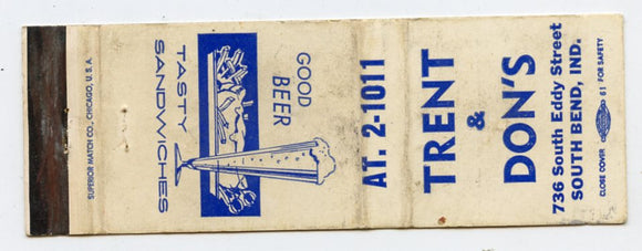 Trent & Don's Restaurant, South Bend, IN Matchbook Cover