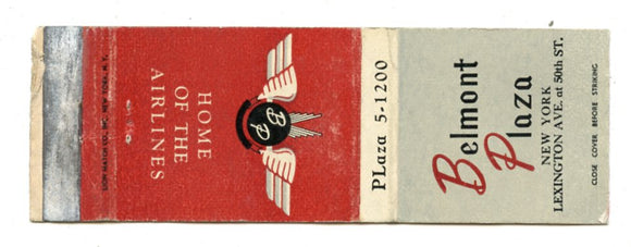 Belmont Plaza Hotel, New York, NY Matchbook Cover