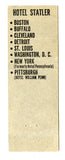 Statler Hotels Matchbook Cover