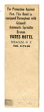 Yates Hotel, Syracuse, NY Matchbook Cover