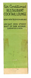 Town House Hotel, New York, NY Matchbook Cover