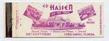 Ed Hassen Restaurant, Coral Gables, FL Matchbook Cover