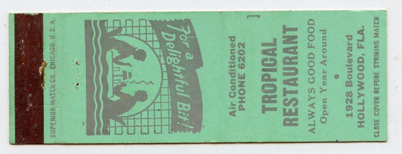 Tropical Restaurant, Hollywood, FL Matchbook Cover