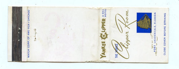 Yankee Clipper Room, Ft. Lauderdale, FL Matchbook Cover