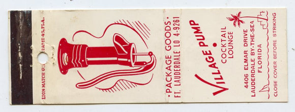 Village Pump Cocktail Lounge, Lauderdale-by-the-Sea, FL Matchbook Cover